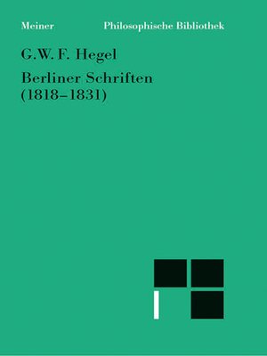 cover image of Berliner Schriften (1818–1831)